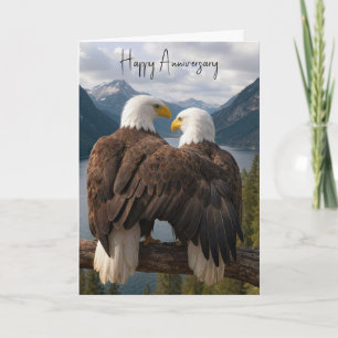 Carte Aigles à tête blanche d'anniversaire sur une branc