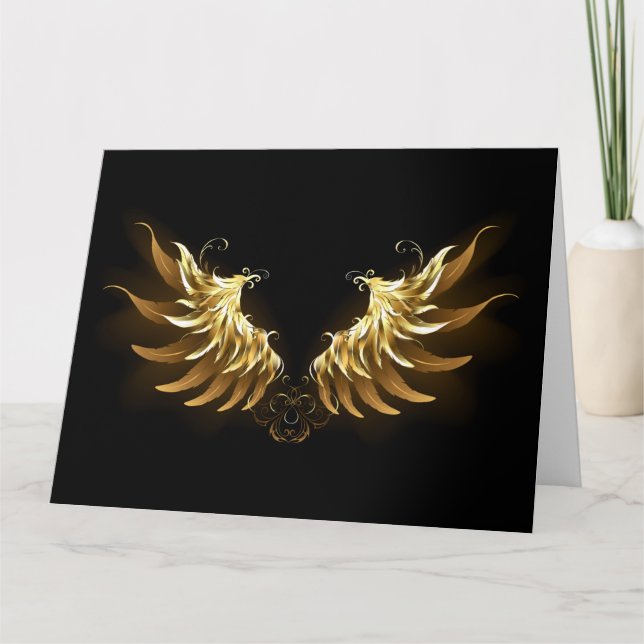 Carte Ailes d'Ange d'or sur arrière - plan noir (Devant)