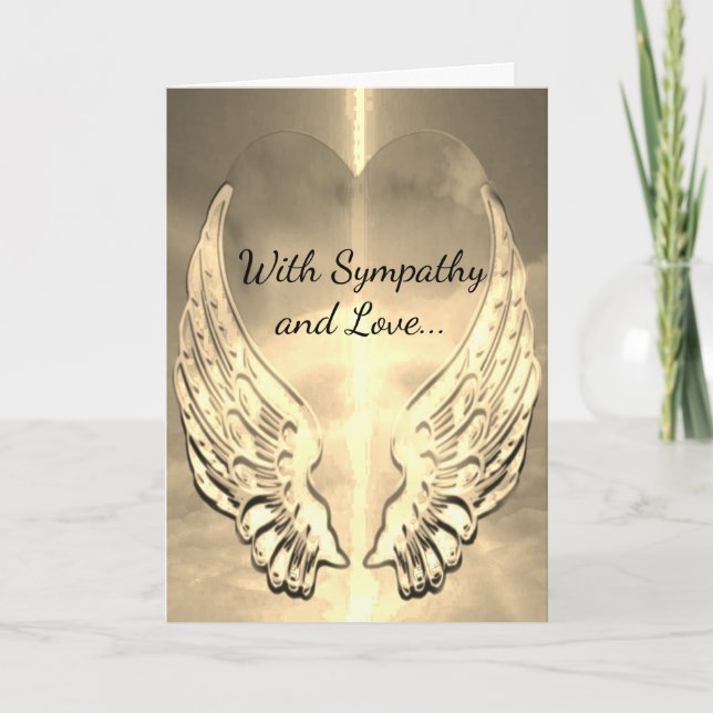 Carte Ailes de coeur et d'ange d'or de sympathie (Devant)