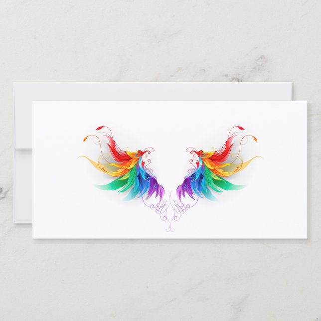 Carte Ailes fluffy arc-en-ciel (Devant)