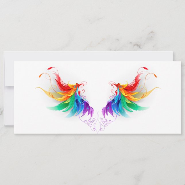 Carte Ailes fluffy arc-en-ciel (Devant)