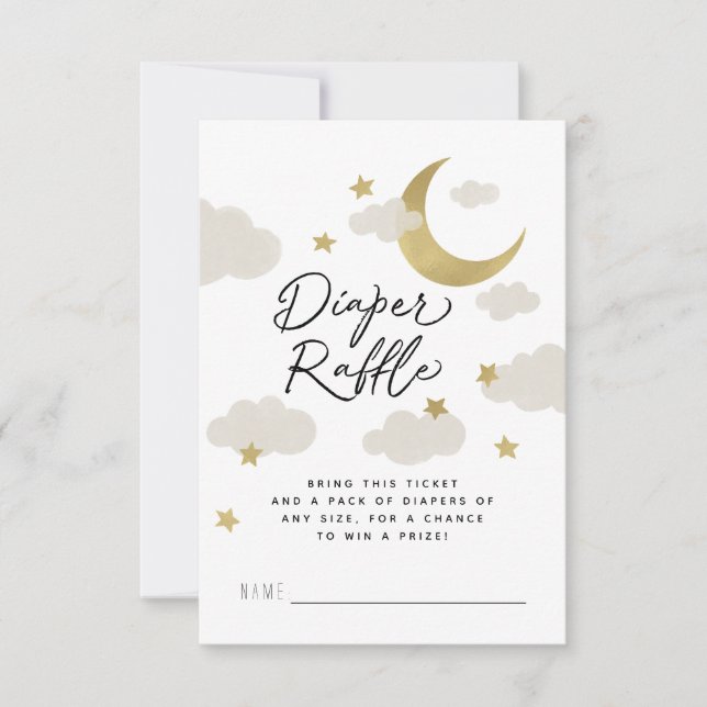 Carte Aimé à la Lune et Baby shower arrière Or Blanc (Devant)
