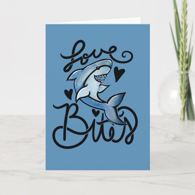 Carte Aime BITES drôle Saint Valentin Requin (Devant)