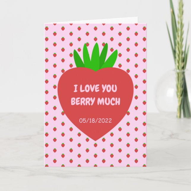 Carte Aimer Fruit Fraise Rouge Je T'Aime Beaucoup Berry (Devant)