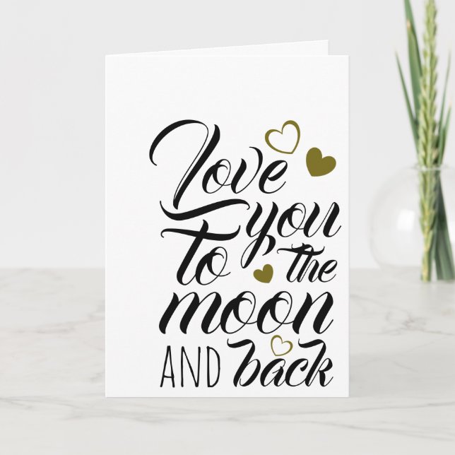 Carte Aimez-vous à la Lune et au fond, Saint-Valentin (Devant)