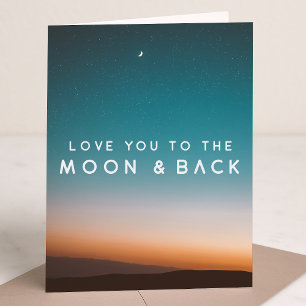 Carte Aimez-vous à la Lune et au retour Coucher de sole