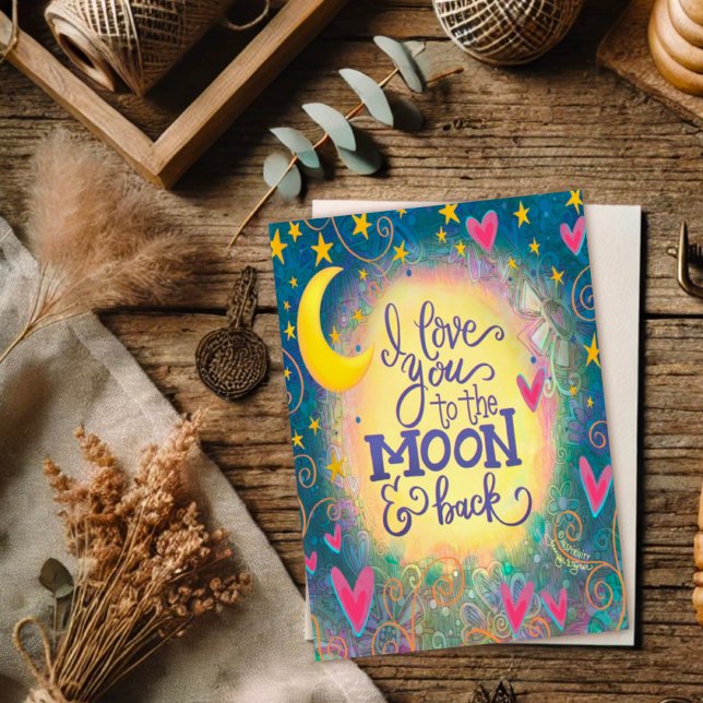 Carte Aimez-vous à la Lune et retour Plutôt mignon (Créateur téléchargé)