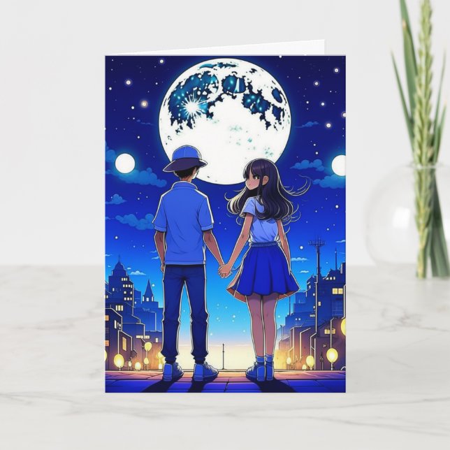 Carte Aimez-Vous Babe, Romantique Anime Couple (Devant)