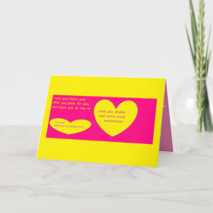 Carte Aimez-vous double message rose jaune type arc