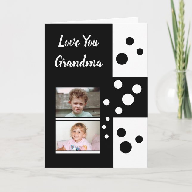 Carte Aimez-vous grand-mère noir et blanc avec photos (Devant)