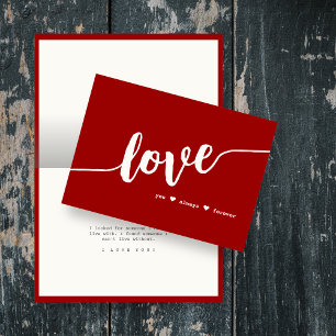 Carte "Aimez-vous toujours pour toujours" Crimson Rouge 