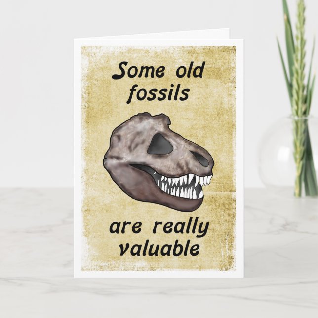 Carte Aînés Anniversaire, T-Rex, quelques vieux fossiles (Devant)