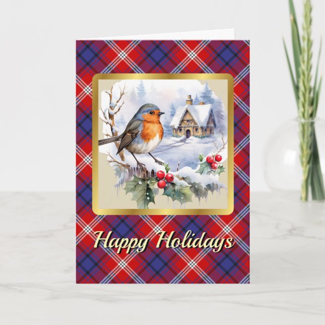 Carte Ainslie Tartan avec Robin Personnalisé (Devant)