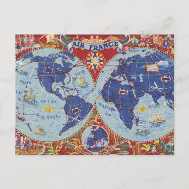 Carte Air France du monde (Devant)