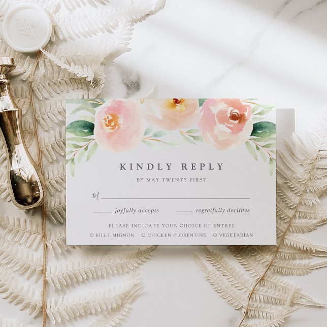 Carte Airal Floral RSVP avec choix de repas (Créateur téléchargé)