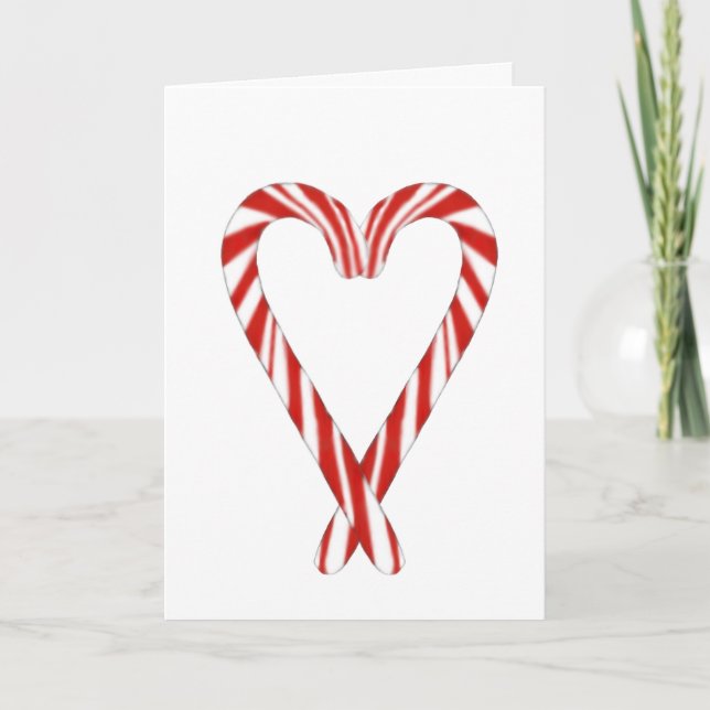 Carte Airbrushed Candy Cane Heart Christmas Card 