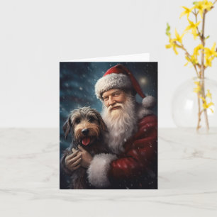 Carte Airedale avec Noël Festif du Père Noël