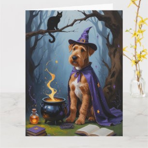 Carte Airedale Chien Whimsical Halloween Peinture