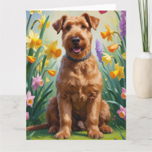 Carte Airedale Fleurs de printemps de chien Peinture