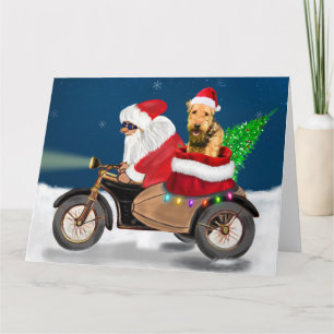 Carte Airedale Terrier Chien Noël Père Noël