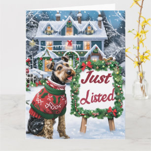 Carte Airedale Terrier Festive Humour Realtor Noël
