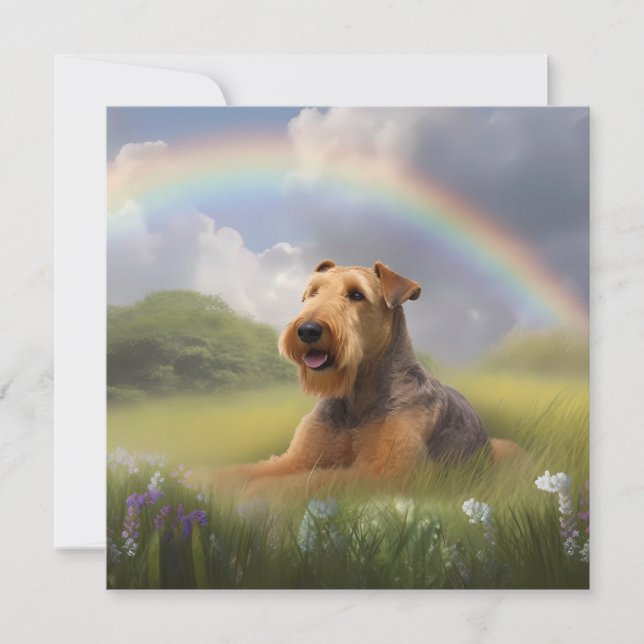 Carte Airedale Terrier Memorial Nom personnalisé Chien R (Devant)