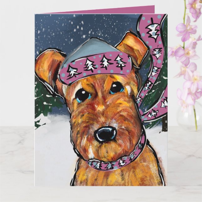 Carte Airedale Terriers (Orchidée)