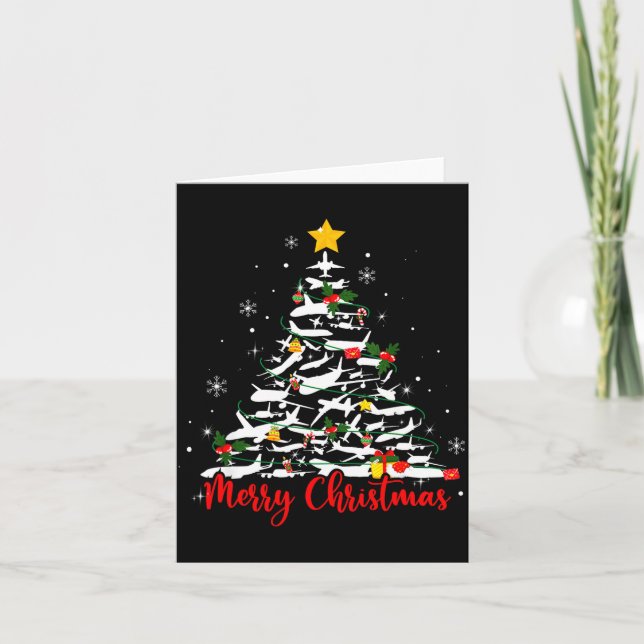 Carte Airplane Christmas Tree Most Likely Lot Merry Chri (Devant)