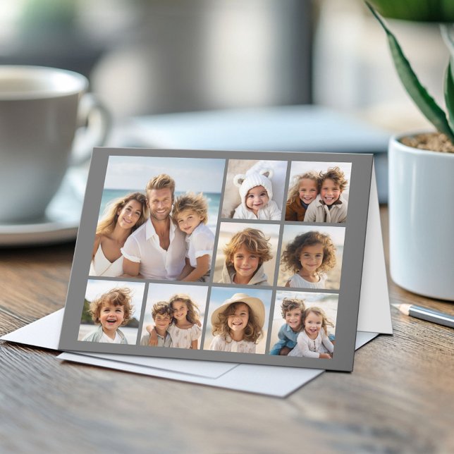 Carte Ajouter 9 de vos photos préférées ou cette grille (Custom Folded Greeting Card)