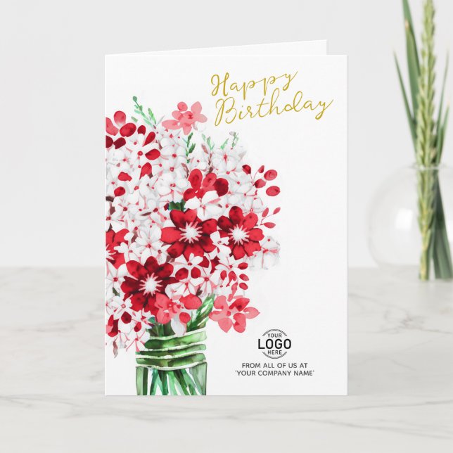 Carte Ajouter le logo Fleurs blanches rouges Business An (Devant)