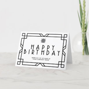Carte Ajouter Logo Art Déco Business Anniversaire Noir B