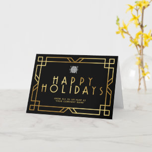 Carte Ajouter Logo Art Déco Gold Business Joyeux Vacance