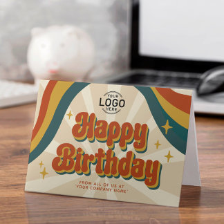 Carte Ajouter Logo Retro Entreprise Entreprise Joyeux an