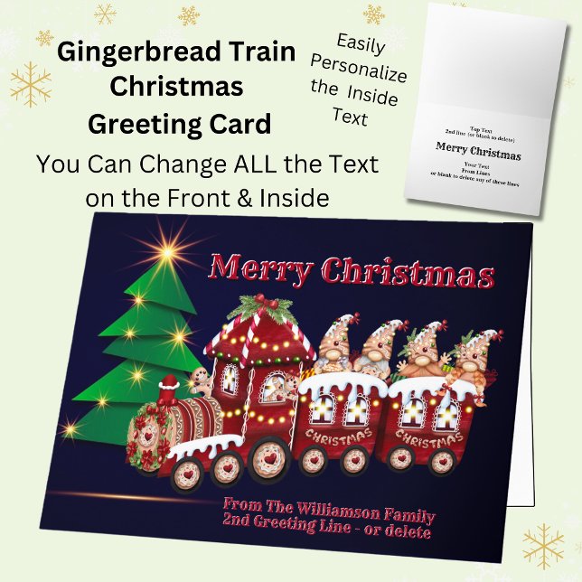 Carte Ajouter Nom de famille Gingerbread Steam Train Noë (Créateur téléchargé)