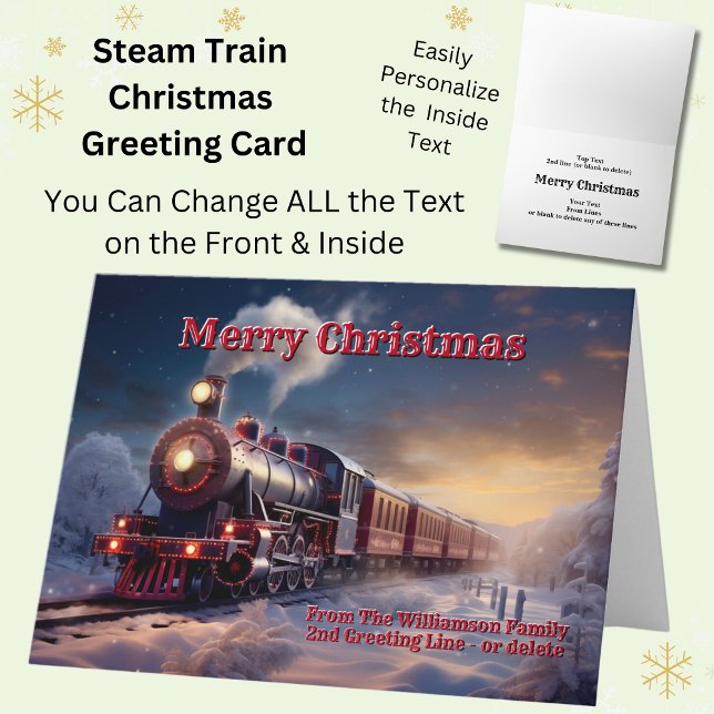 Carte Ajouter Nom de famille Train à vapeur neige de Noë (Créateur téléchargé)