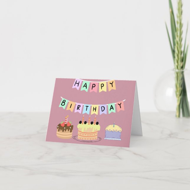 Carte Ajouter Photo et texte mignon pinky pour anniversa (Devant)