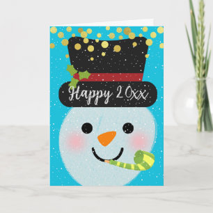Carte Ajouter un an Nouvel An Snowman