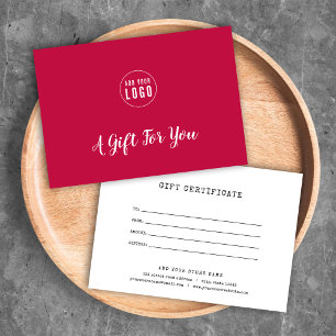 Carte Ajouter un certificat cadeau couleur personnalisé 