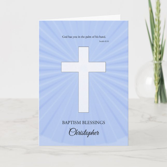 Carte Ajouter un nom Baptême, Croix éclatante (Devant)