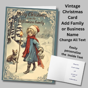 Carte Ajouter un nom Texte Joyeux Noël Vintage peinture