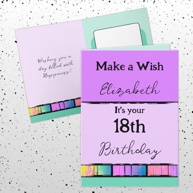 Carte Ajouter un nom violet 18e anniversaire (Créateur téléchargé)