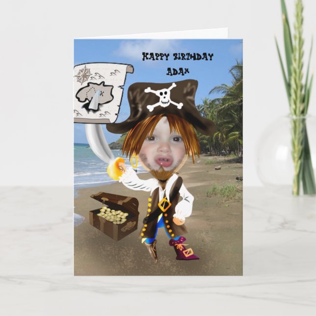 Carte Ajouter une photo - caricature pirate personnalisé (Devant)