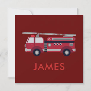 Carte Ajouter votre nom Red Fire truck Personnalisé