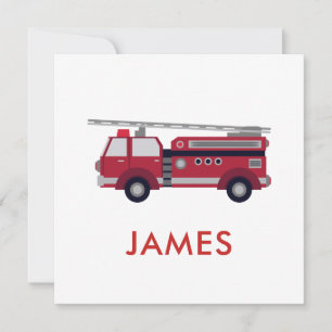 Carte Ajouter votre nom Red Fire truck Personnalisé