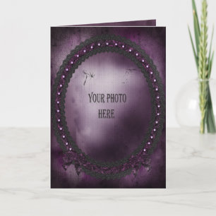 Carte Ajouter votre photo cadre gothique violet romantiq