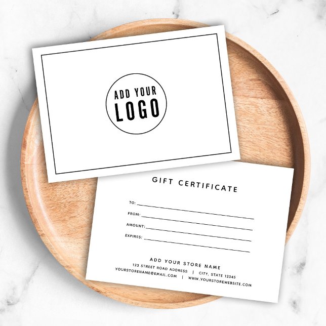 Carte Ajoutez votre logo avec un certificat cadeau Black (Créateur téléchargé)