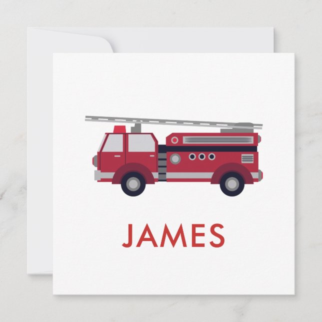 Carte Ajoutez Votre Nom Camion de pompiers rouge Fire Pe (Devant)