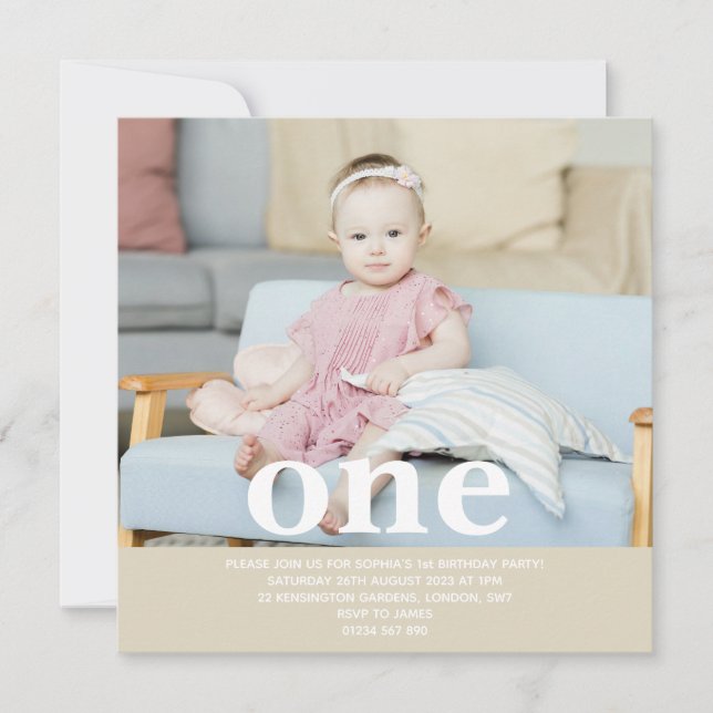 Carte Ajoutez votre propre photo One First Birdday Party (Devant)