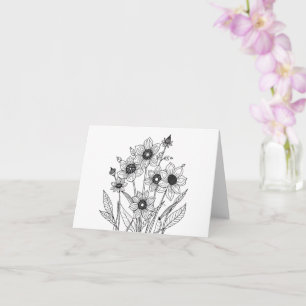 Carte Ajoutez votre propre texte Croquis de fleurs print