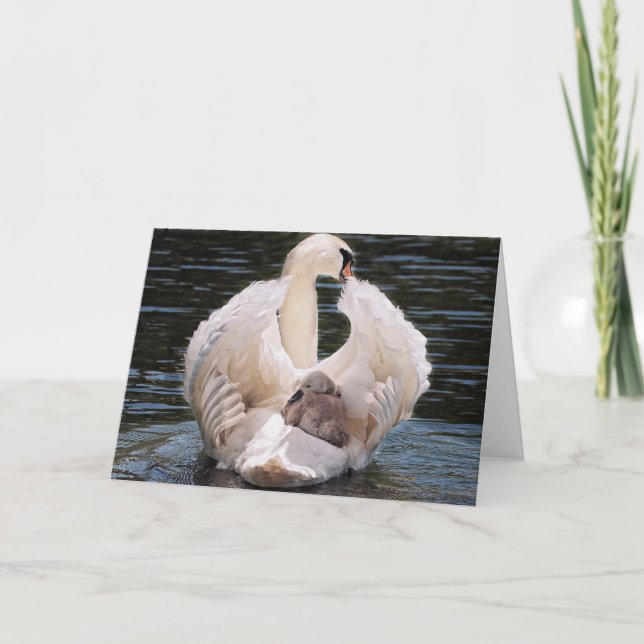 Carte AJOUTEZ VOTRE PROPRE TEXTE Maman & Kids Swan (Devant)